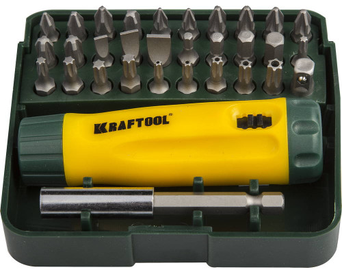 Отвертка реверсивная 32 насадки Kraftool Kompakt-32