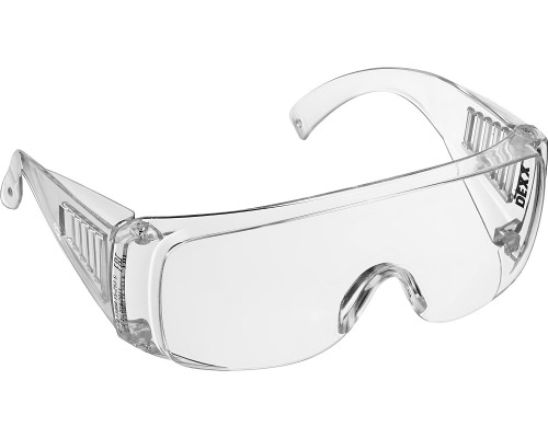 Очки защитные прозрачные, широкая монолинза с доп. боковой защитой, открытого типа DEXX