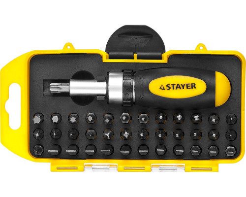 Отвертка реверсивная 38 насадок Stayer Compact-38 Отвертка реверсивная 38 насадок Stayer Compact-38