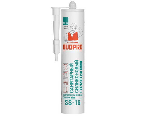 Герметик силиконовый санитарный бесцветный BUDPRO SS-15, 240 мл
