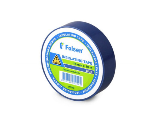 Изолента 15мм х 10м синяя Folsen (Германия)
