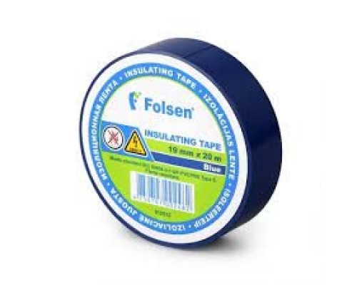 Изолента 19мм х 20м синяя Folsen (Германия)