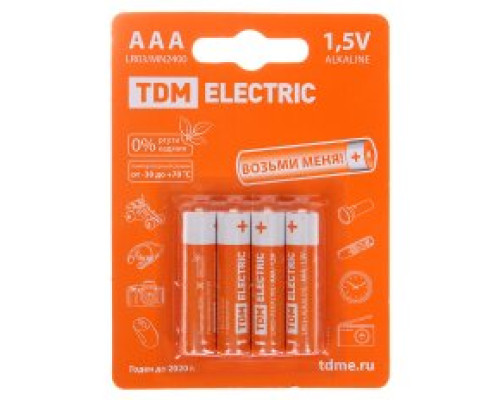 Батарейка ААА (LR03) щелочная TDM Electric 1,5V